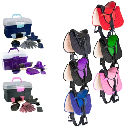 PFIFF 103123 Kinder Sattelset für Holzpferde, Reitset, Sattel und Putzbox für Spielpferde, Sattel Schwarz, Putzbox Grau PFIFF 103123 Kinder Sattelset für Holzpferde, Reitset, Sattel und Putzbox für Spielpferde, Sattel Schwarz, Putzbox Grau von PFIFF