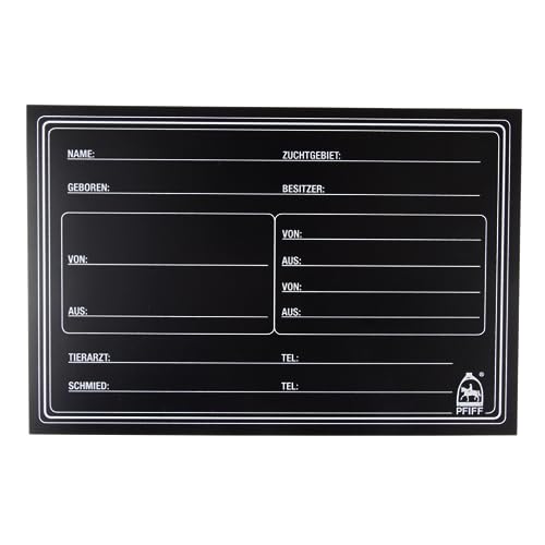 PFIFF 101847 Stallabstammungstafel, Boxentafel, Boxenschild, Namenstafel, Namensschild, aus flexiblem Material, Schwarz, 30 cm x 20,5 cm von PFIFF