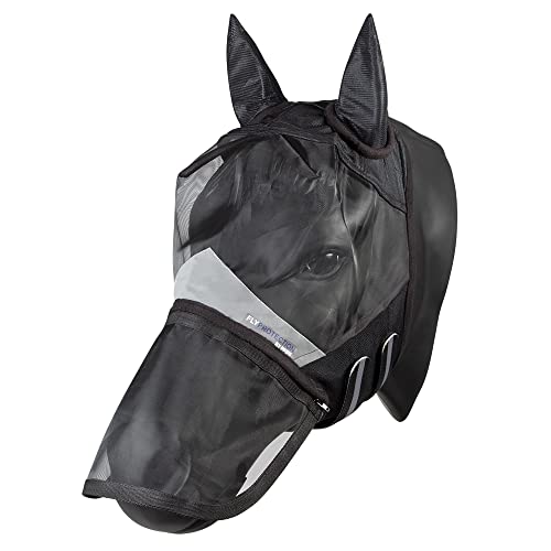 Pfiff 102947 Fly Protection Fliegenmaske mit UV-Schutz, Nasenschutz Schwarz, Pony von PFIFF