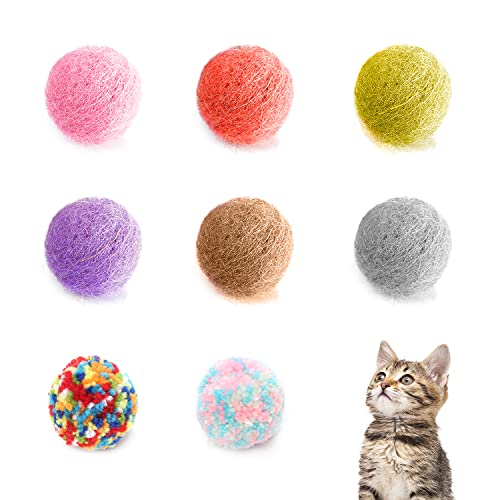 PFLYPF 6 Wollknäuel, mit 2 Plüschbällen Interaktive Katzenspielzeugbälle Filzbälle Kätzchenspielzeug Plüschfangbälle Elastische Kaubälle Für Training und Spiel PFLYPF 6 Wollknäuel, mit 2 Plüschbällen Interaktive Katzenspielzeugbälle Filzbälle Kätzchenspielzeug Plüschfangbälle Elastische Kaubälle Für Training und Spiel von PFLYPF