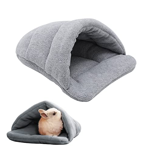 PFLYPF Haustierbett für Kaninchen, Meerschweinchen, Hamster & Co., Grau, 38x28 cm, Fleece, Baumwolle von PFLYPF