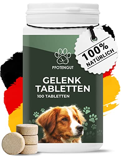 PFOTENGUT® Gelenktabletten Hund [Verbesserte Version 2024] - 100 Gelenktabletten für Hunde mit Grünlippmuschel, MSM, Teufelskralle, Kollagen & Ingwer - Hunde Gelenktabletten für Starke Gelenke von PFOTENGUT