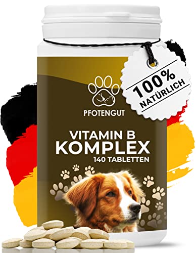 PFOTENGUT® Vitamin B Komplex Hund [Made in Germany] - 140 Tabletten für 5 Monate - Hochdosierte B Vitamine für Hunde & Katzen mit B1, B2, B3, B5, B6, B7, B9 & B12 - Vitamin B für Hunde von PFOTENGUT