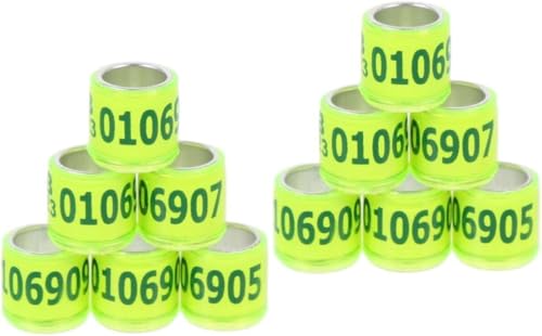 PGPGP 200 Stück Vogelbeinringe aus Kunststoff for Hühner, Tauben und Geflügel – 1,10 x 1,10 x 1,00 cm, einfach zu verwendende Identifikationsanhänger(Green) von PGPGP