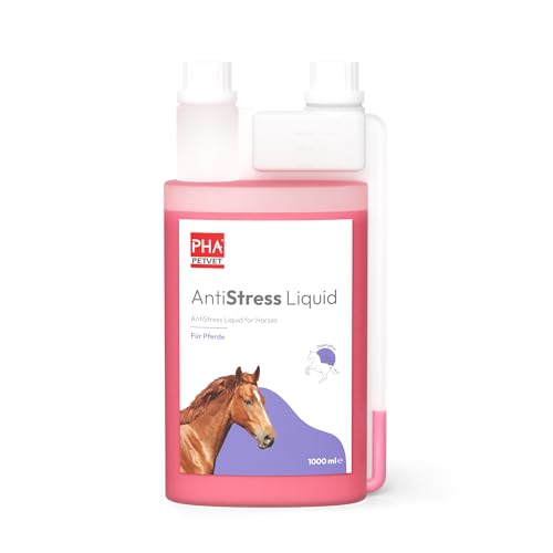PHA Antistress Liquid für Pferde - Natürliche Unterstützung bei Nervosität, Angst & Stress, mit Vitamin B12, Magnesium, Calcium, Zink & Tryptophan, 1L von PHA PETVET