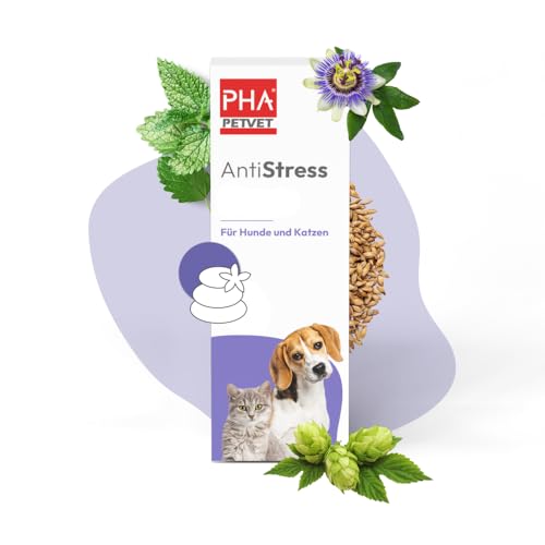 PHA Antistress Tropfen für Hunde & Katzen - Natürliche Beruhigung bei Angst, Reisen, Silvester, Lärm, mit Melisse, Hopfen & Passionsblume, 30 ml von PHA PETVET