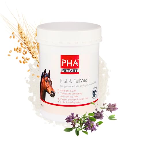 PHA Huf & Fell Vital Pferd - für gesunde Pferdehufe und EIN glänzendes Fell, mit Biotin und Zink für Pferde, Pulver als Pferdefutter Ergänzung 750 g von PHA PETVET
