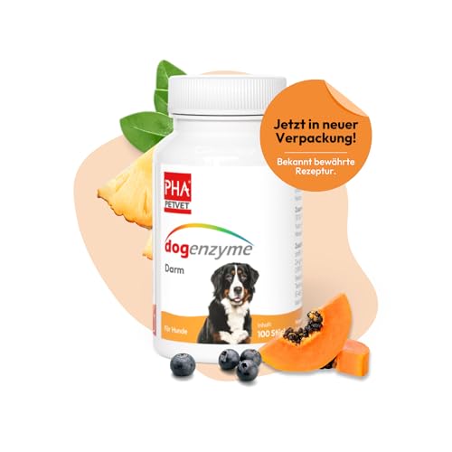 PHA dogenzyme Darmtabletten für Hunde – Natürliche Unterstützung der Verdauung & Darmgesundheit, mit Enzymen, Vitaminen & Pflanzenextrakten, 100 Stück von PHA PETVET