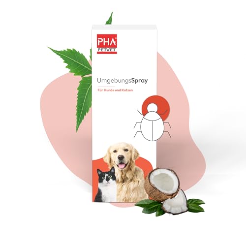 PHA UmgebungsSpray – Pflanzlicher Ungezieferschutz gegen Floh, Milbe & Zecke für Schlafplatz, Decke, Sofa, Teppich von Hund oder Katze, 150 ml von PHA PETVET