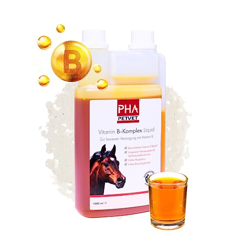 PHA Vitamin B-Komplex Liquid für Pferde - Optimale Unterstützung für Nervensystem & Stoffwechsel, im Wachstum, gegen Stress, Vitamin B flüssig 1L von PHA PETVET