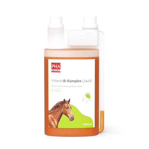 PHA Vitamin B Komplex Liquid für Pferde, Unterstützung für Nerven, Stoffwechsel & Regeneration, gegen Stress & Vitamin-B-Mangel, hoch bioverfügbar, 1L von PHA PETVET