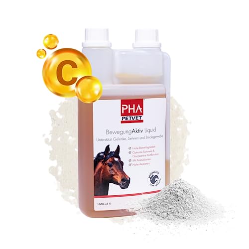 PHA BewegungAktiv Liquid Pferd, unterstützt Gelenke, Knorpel, Sehnen und Beweglichkeit der Pferde, mit MSM, Glucosamin, Chondroitin, Vitaminen, Mineralien, 1l von PHA PETVET