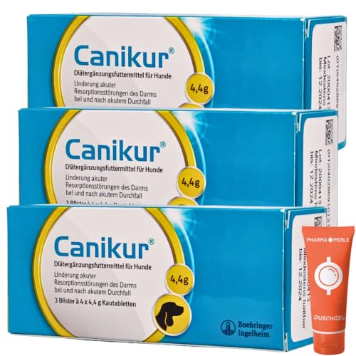 PHARMA PERLE Canikur Kautabletten, 3X 3 Blister á 4 x 4,4 g I Diätergänzungsfuttermittel für Hunde zur Regulation der Darmfunktion I Durchfall I ohne Antibiotika I Spar-Set Plus give-Away PHARMA PERLE Canikur Kautabletten, 3X 3 Blister á 4 x 4,4 g I Diätergänzungsfuttermittel für Hunde zur Regulation der Darmfunktion I Durchfall I ohne Antibiotika I Spar-Set Plus give-Away von PHARMA PERLE