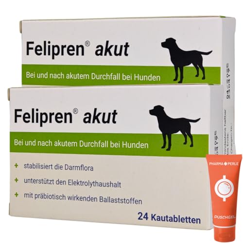 PHARMA PERLE Felipren akut, 2X 24 Kautabletten I Diätergänzungsfuttermittel für Hunde I bei und nach akutem Durchfall bei Hunden I Stabilisiert die Darmflora I Spar-Set Plus give-Away PHARMA PERLE Felipren akut, 2X 24 Kautabletten I Diätergänzungsfuttermittel für Hunde I bei und nach akutem Durchfall bei Hunden I Stabilisiert die Darmflora I Spar-Set Plus give-Away von PHARMA PERLE