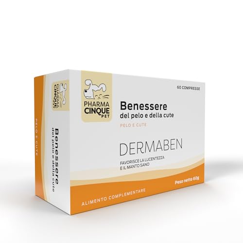 PHARMACINQUEPET DERMABEN Ergänzungsmittel für Hunde und Katzen, reduziert Hautreizungen und Haarausfall. Fördert den Glanz des Fells, hohe Annehmlichkeit. 60 Tabletten. PHARMACINQUEPET DERMABEN Ergänzungsmittel für Hunde und Katzen, reduziert Hautreizungen und Haarausfall. Fördert den Glanz des Fells, hohe Annehmlichkeit. 60 Tabletten. von PHARMACINQUEPET