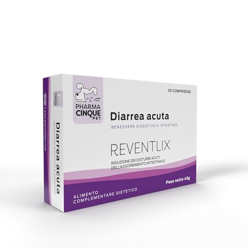 PHARMACINQUEPET – REVENTLIX Nahrungsergänzungsmittel für Hunde und Katzen, beruhigt schnell die Dysenterie und reguliert den Darm, mit natürlichen Inhaltsstoffen. Hohe Reizbarkeit. 30 Tabletten. von PHARMACINQUEPET