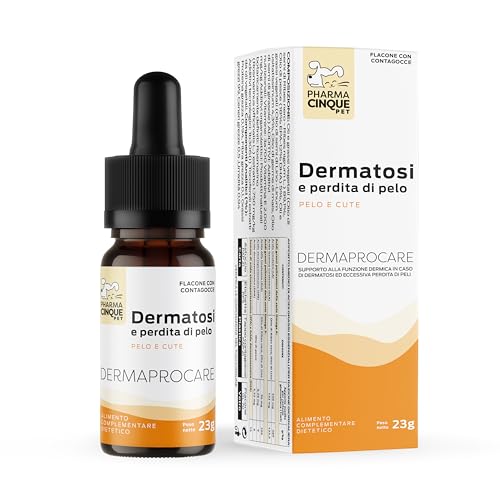 Pharmacinquepet DERMOPROCARE Natürliches Nahrungsergänzungsmittel für Hunde und Katzen, unterstützt Haut und Fell, mit Omega-3, Omega-6, Vitamin E, schwarzen Johannisbeeren und Leinen, Tropfflasche 23 Pharmacinquepet DERMOPROCARE Natürliches Nahrungsergänzungsmittel für Hunde und Katzen, unterstützt Haut und Fell, mit Omega-3, Omega-6, Vitamin E, schwarzen Johannisbeeren und Leinen, Tropfflasche 23 von PHARMACINQUEPET
