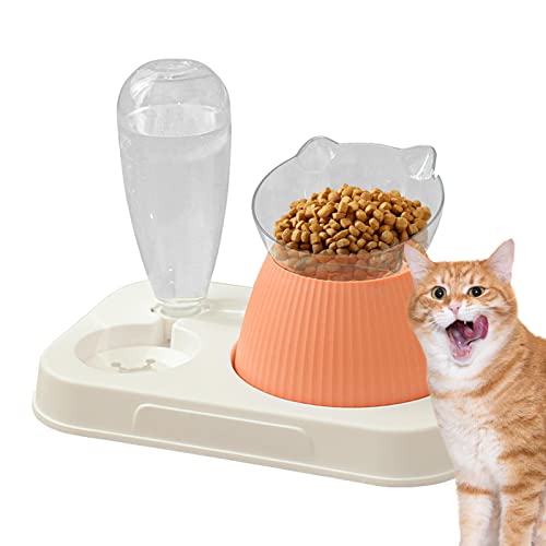 Erhöhtes Katzenfutter-Wassernapf-Set - 15 Grad geneigte, erhöhte Futternäpfe für Katzen,2-in-1 Anti-Erbrechen-Katzennäpfe, Haustier-Wasser- und Futternapf-Set für Katzen und Haustiere Phasz von PHASZ