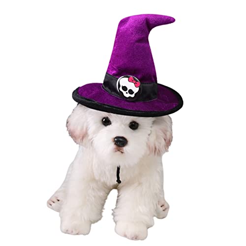 Halloween-Hut für Hunde – Totenkopf-Muster, Cosplay-Kostüm, Mütze, Samtstoff, Haustier-Fotografie-Requisiten, Halloween-Haustier-Kostüm-Zubehör für kleine bis mittelgroße Katzen und Hunde Phasz von PHASZ