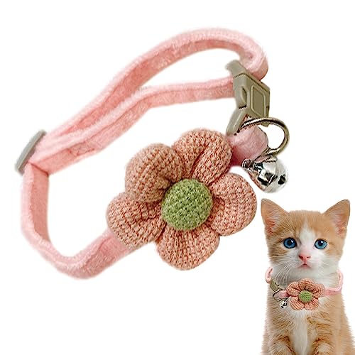 Haustier-Halskette, bequemes Kätzchen-Halsband, abnehmbare Blume, verstellbar, mit Glöckchen für Haustiere, Mädchen, Katzen Phasz von PHASZ