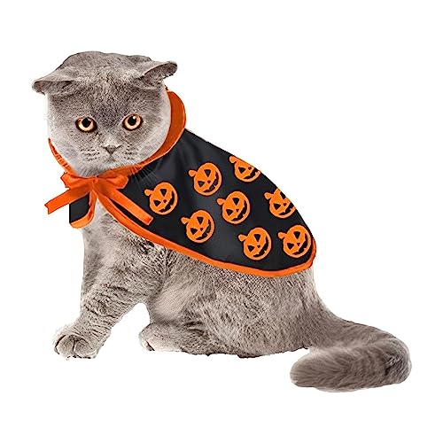 Katzen-Halloween-Kostüm, Kätzchen-Kostüm, Hundekleidung, Umhang, Fledermaus-Muster, sorgt für Halloween-Atmosphäre mit Kürbismuster für Kaninchen, Hund, Katze Phasz von PHASZ