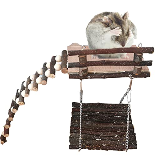 PHASZ Hamster-Plattform mit Schaukel, Kauspielzeug für Meerschweinchen, Haustierzubehör, Zubehör für kleine Tiere wie Chinchilla, Rennmäuse und mehr, 5 Stück von PHASZ