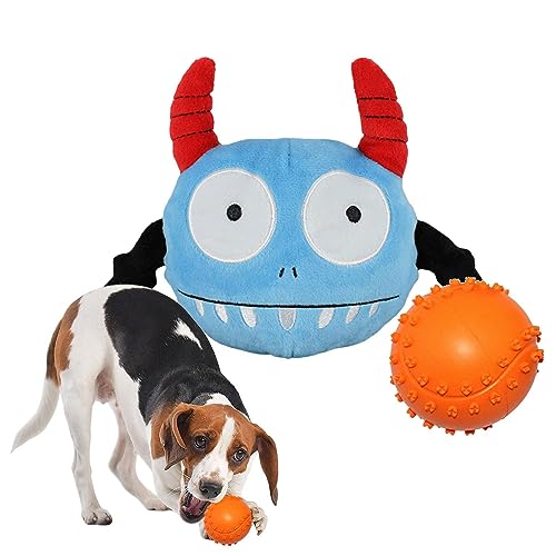 PHASZ Interaktiver Hundeball | 2-in-1 Gummi-Kauspielzeug für Hunde, Tierform, Klangball für Welpen, kleine, mittelgroße Hunde, Plüsch-Hundespielzeug, Zahnspielzeug, bewegliches Hundespielzeug von PHASZ
