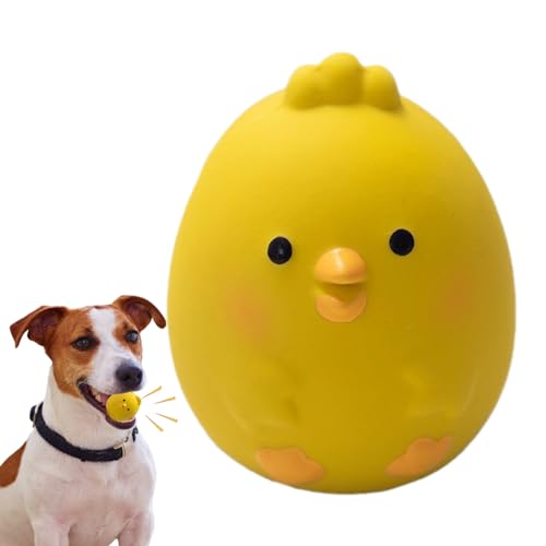 PHASZ Quietschspielzeug für Hunde für Aggressive Kauer,Kauspielzeug für Hunde für Aggressive Kauer,Quietschendes Kauspielzeug für Hunde mit gelbem Huhn und Cartoon-Motiv - Zahnreinigungs-Super-Kauer von PHASZ