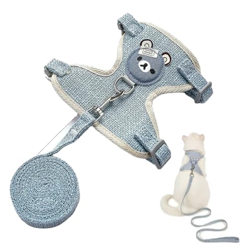 PHCOZY 1 Pcs Verstellbares Hasengeschirr, Kaninchen Leine für Zwergkaninchen, Leine Weiches Geschirr für Kaninchen, für Kleintier Hase Hamster Katze Outdoor (22-37cm) von PHCOZY