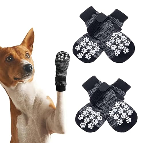 PHCOZY 2 Paar Indoor Anti-Rutsch Socken für Hunde Weicher Verstellbarer Pfotenschutz für Alter Hund mit Riemen Traktionskontrolle für den Innenbereich auf Hartholzböden von PHCOZY