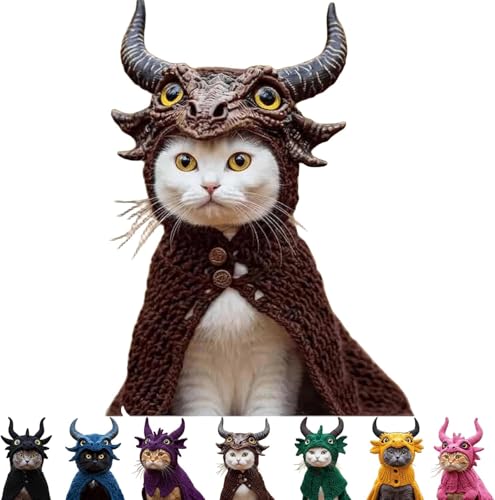Chinchilla-Hoodie-Set, Drachenkostüm für Katzen, handgestricktes Katzen-T-Shirt aus elastischer Baumwolle, geeignet für Welpen und Katzen Chinchilla-Hoodie-Set, Drachenkostüm für Katzen, handgestricktes Katzen-T-Shirt aus elastischer Baumwolle, geeignet für Welpen und Katzen von PHFDQKG