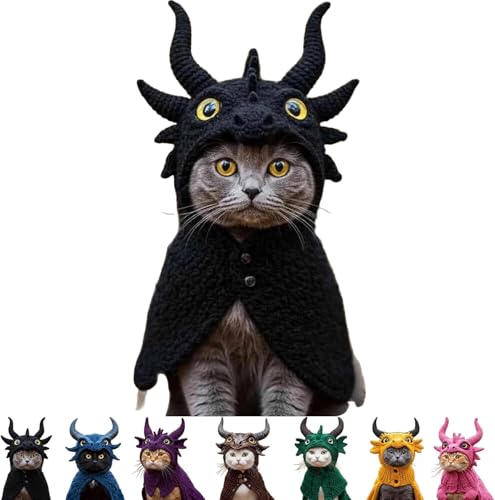 Chinchilla-Hoodie-Set, Drachenkostüm für Katzen, handgestricktes Katzen-T-Shirt aus elastischer Baumwolle, geeignet für Welpen und Katzen Chinchilla-Hoodie-Set, Drachenkostüm für Katzen, handgestricktes Katzen-T-Shirt aus elastischer Baumwolle, geeignet für Welpen und Katzen von PHFDQKG
