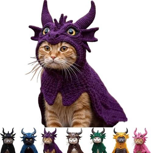 Chinchilla-Hoodie-Set, Drachenkostüm für Katzen, handgestricktes Katzen-T-Shirt aus elastischer Baumwolle, geeignet für Welpen und Katzen Chinchilla-Hoodie-Set, Drachenkostüm für Katzen, handgestricktes Katzen-T-Shirt aus elastischer Baumwolle, geeignet für Welpen und Katzen von PHFDQKG