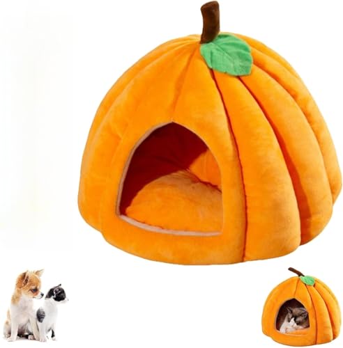 Kürbis-Katzenbett, Halloween-Katzenbett, Katzenzelt mit abnehmbarem Kissen für Hauskatzen und kleine Hunde Kürbis-Katzenbett, Halloween-Katzenbett, Katzenzelt mit abnehmbarem Kissen für Hauskatzen und kleine Hunde von PHFDQKG