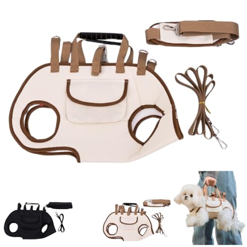 Umhängetasche für Haustiere, verstellbar, tragbar, freihändiger Haustier-Rucksack mit Sicherheitsleinen-Clip für kleine, mittelgroße und große Hunde und Katzen von PHFDQKG