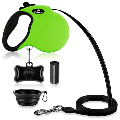 Philorn Rollleinen für Hunde 5M Roll-Leine Flexible mit EIN-Knopf-Sperrsystem, Rutschfester Griff, Ohne Verwicklung, Reflektierende Einziehbare Hundeleine für Mittelgroße Große Hunde bis 50KG Philorn Rollleinen für Hunde 5M Roll-Leine Flexible mit EIN-Knopf-Sperrsystem, Rutschfester Griff, Ohne Verwicklung, Reflektierende Einziehbare Hundeleine für Mittelgroße Große Hunde bis 50KG von Philorn