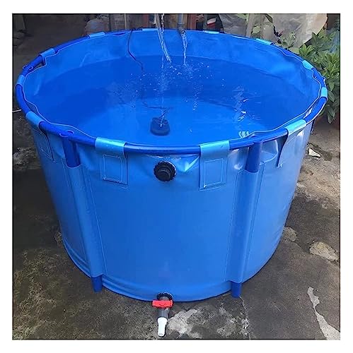 PHLEPS Aquarium Pool Pond with Stand, Pool Above Ground Circular Canvas Fish Pond Upgrade Large Water Tank with Drain Valve for Garden Farmed Koi,Children's Play Pool (Color : Blue, Size : 1.2x0.8m von PHLEPS