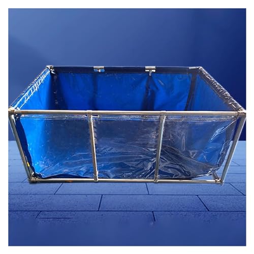 PHLEPS Aquarium-Pool-Teich, Mit Transparenter, Klarer Sichtscheibe Und Ablassventil, Großes Zierfisch-Aquarium, PVC-Leinwand Mit Stahlrahmen for Koi, Goldfische, Ausstellungsbecken (Color : Blue, SI von PHLEPS