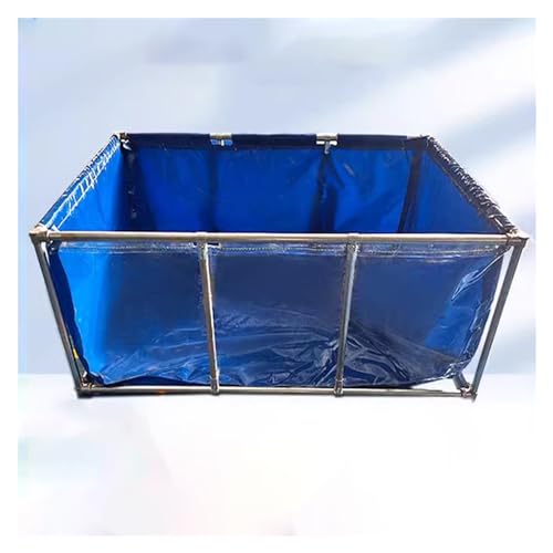 PHLEPS Aquarium-Pool-Teich, Mobile Aquakultur-Reservoirs Mit Klarem Sichtfenster Und Ablassventil, PVC-Leinwand Mit Stahlrahmen, Aquarium | Tank Anzeigen (Color : Blue, Size : 1.5x1x0.9m) von PHLEPS