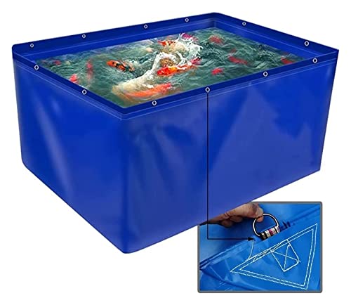 PHLEPS Farmed Fish Canvas Pool, 0,45 mm Würfelfischteichfolie for Salzwasserfische, temporärer Wasserspeicher for Gartenterrasse (Color : Blue, Size : 2x5x0.65m) von PHLEPS