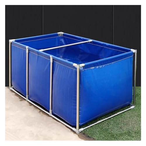 PHLEPS Fischbecken Über Dem Boden, Fischteich Aus Segeltuch, Aquakultur-Wassertank, Wetterbeständig, Große Zusammenklappbare Fischtanks Mit Ablassventil (Color : Blue, Size : 1.5x1x0.5m) von PHLEPS