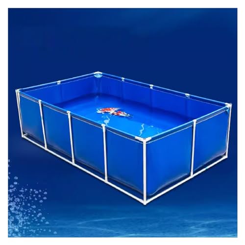 PHLEPS Fish Pool Above Ground Canvas Fish Pond, Aquaculture Water Tank Weather Resistant Large Collapsible Fish Tanks with Drain Valve (Color : Blue, Size : 1.5x1x0.5m) von PHLEPS