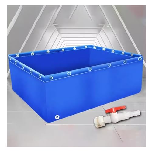 PHLEPS Landwirtschaftlich Gezüchteter Fisch-Segeltuchpool, 0,5-mm-Würfel-Fischteichfolie for Salzwasserfische, Temporärer Wasserspeicher-Haltetank for Gartenterrasse (Color : Blue, Size : 2x2x1m) von PHLEPS