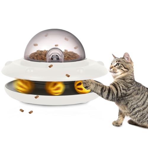 PHNIXGAM Interaktives Futterautomat Katze, Automatischer Katze Hundefütterer Spielzeug mit eingebauter wiederaufladbarer Batterie 50g/1.76oz für Trockenfutter von PHNIXGAM