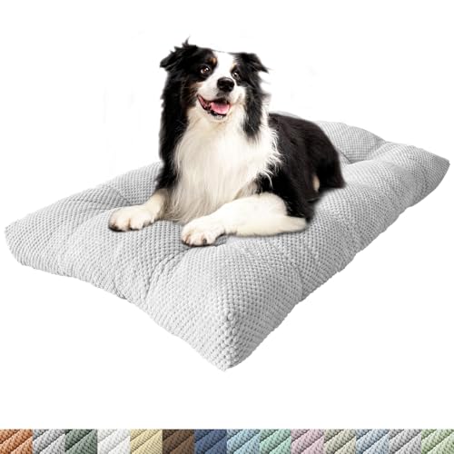 PHUSTJKL Hundebett Mittelgroße Kleine Hunde, 80x55x8cm Waschbar Hundekissen mit Rutschfester Unterseite, Flauschiges Atmungsaktiv Superweich Katzenbett Haustierbett Hundematratze-Hellgrau PHUSTJKL Hundebett Mittelgroße Kleine Hunde, 80x55x8cm Waschbar Hundekissen mit Rutschfester Unterseite, Flauschiges Atmungsaktiv Superweich Katzenbett Haustierbett Hundematratze-Hellgrau von PHUSTJKL