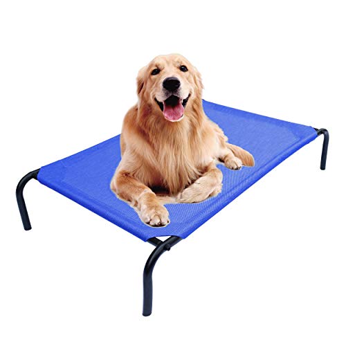PHYEX Heavy Duty Steel-Framed Portable Elevated Pet Bed, Elevated Cooling Pet Cot, 50.5" L x 30.5" W x 7.8" H(L, Blue) von PHYEX