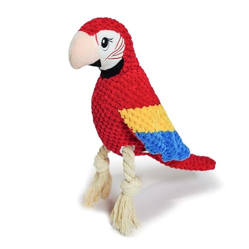 PIANG GOUER Tough Rope Hundespielzeug gefüllte quietschende Hundespielzeug mit weichen haltbaren Stoff für kleine mittlere große Rassen, interaktive Tauziehen Seil kauen Plüsch Spielzeug（Papagei） von PIANG GOUER