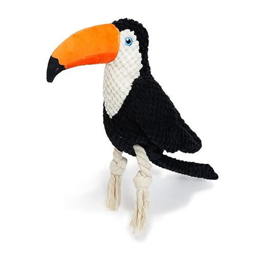 PIANG GOUER Tough Rope Hundespielzeug gefüllte quietschende Hundespielzeug mit weichen haltbaren Stoff für kleine mittlere große Rassen, interaktive Tauziehen Seil kauen Plüsch Spielzeug（Tukan） von PIANG GOUER