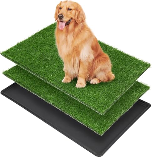 Große Hunde-Grasmatte mit Tablett, für den Innenbereich, für Wohnungs- und Terrassentraining, mit 2 Packungen Hundegras-Pads als Ersatz (Tablett, Töpfchen, 59,9 x 90,2 cm) von PICK FOR LIFE