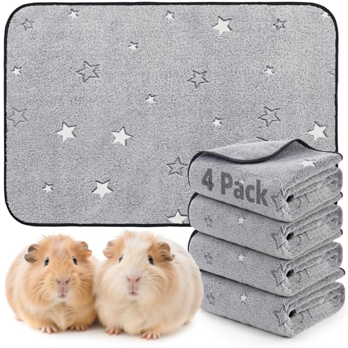 PICK FOR LIFE Fleece-Einlage für Meerschweinchen, auslaufsicher, waschbar, weich, saugfähig, für Kleintiere, Kaninchen, Frettchen, Hamster, Chinchillas, Igel, Welpen, 60 x 90 cm, 4 Stück von PICK FOR LIFE